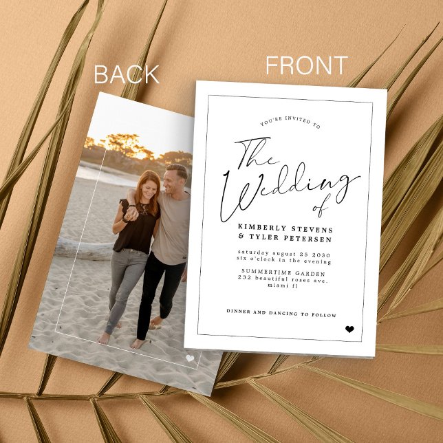 Convite Casamento de caligrafia moderna minimalista (Criador carregado)