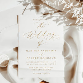 Convite Casamento de Caligrafia Moderna Minimalista a Ouro