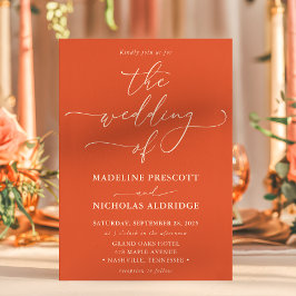 Convite Casamento de Caligrafia Moderno Orange Verona Suns