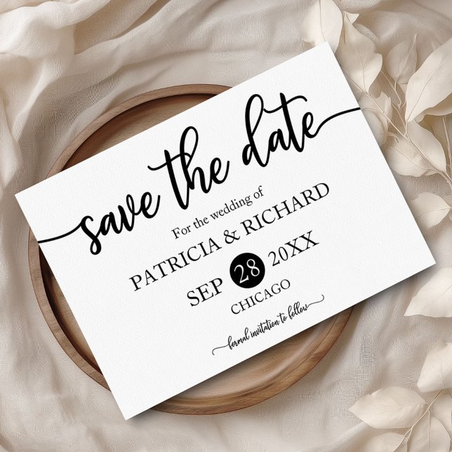 Convite Casamento De Caligrafia Negra E Branca Salvar A Da (Criador carregado)