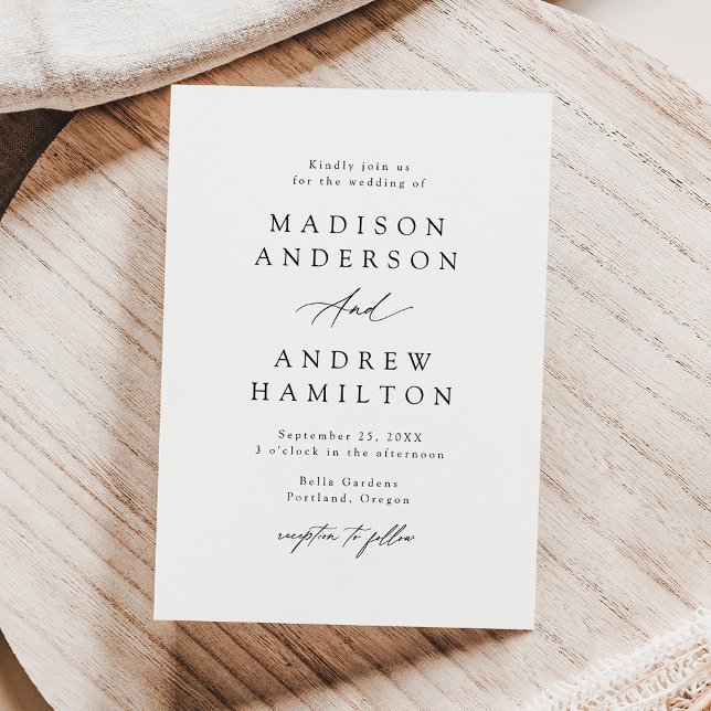 Convite Casamento de Caligrafia Negra Elegante (Criador carregado)