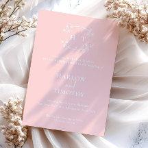 Casamento de Caligrafia por Monograma branco-rosa