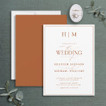 Convite Casamento de Caligrafia por Monograma Laranja Quei<br><div class="desc">Você está procurando um convite de casamento moderno, formal e elegante? Não olhe mais do que o nosso legante convite para casamentos de caligrafia de monograma de laranja queimado. Este belo convite apresenta o seu monograma personalizado em Burnt Orange e os seus detalhes pessoais acentuados com a caligrafia moderna à...</div>