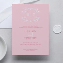 Casamento de Caligrafia Rosa Monograma Branco Eleg