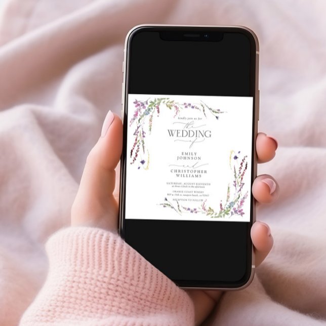 Convite Casamento de Caligrafia Roxo (Criador carregado)