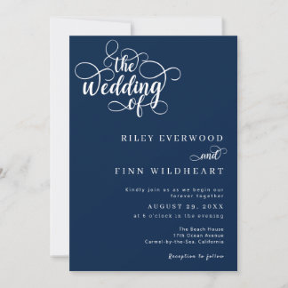 Convite Casamento de Caligrafia Simples Clássica