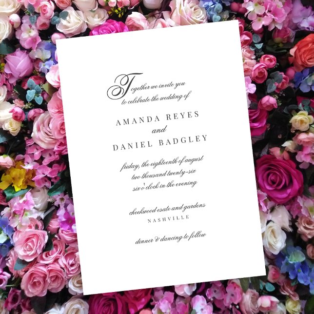 Convite Casamento de Caligrafia Simples Elegante (Criador carregado)