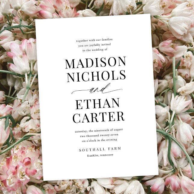 Convite Casamento de Caligrafia Simples Elegante (Criador carregado)