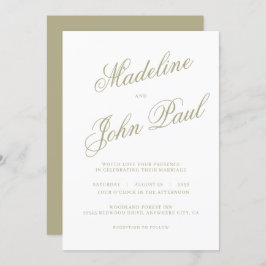 Convite Casamento de Caligrafia Verde Contemporânea Sage