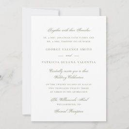 Convite Casamento de Caligrafia Verde Musgo Elegante