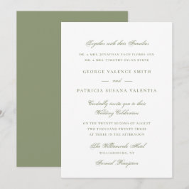 Convite Casamento de Caligrafia Verde Musgo Elegante