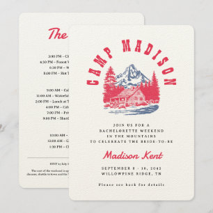 Convite Casamento de Camp Bachelorette Bold Retro Mountain