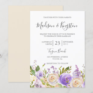 Convite Casamento De Campanha De Rosa Púrpura E Elegante