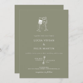 Convite Casamento de campeão verde do Elegant Sage
