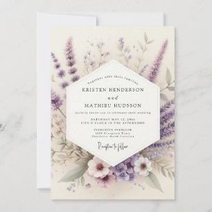 Convite Casamento de Campo com Aquarela de Lavanda