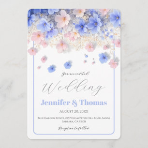 Convite Casamento de Campo com Flores Silvestres Pastel Ro