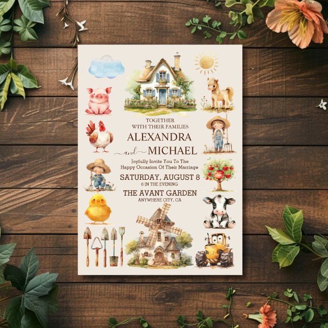 Convite Casamento de Campo de Algodão da fazenda Barn (Criador carregado)