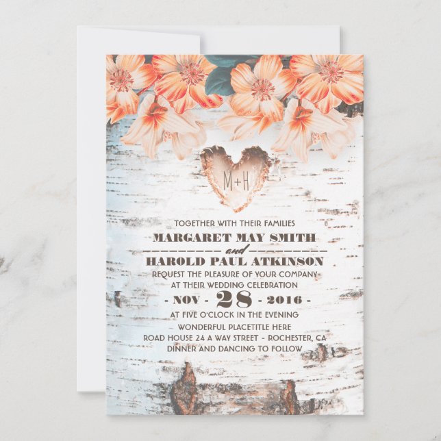 Convite Casamento de Campo de Coração Rústico com Latido d (Frente)