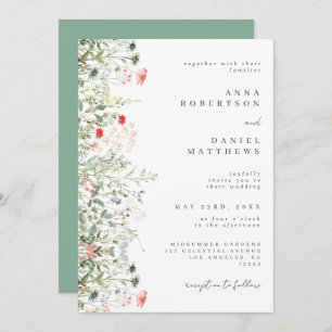 Convite Casamento de Campo de Flor Selvagem Elegante