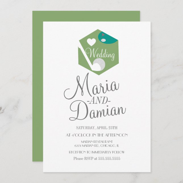 Convite Casamento de Campo de Grama Esportivo Golf (Frente/Verso)