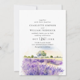 Convite Casamento De Campo De Lavanda De Aquarela Tudo Em