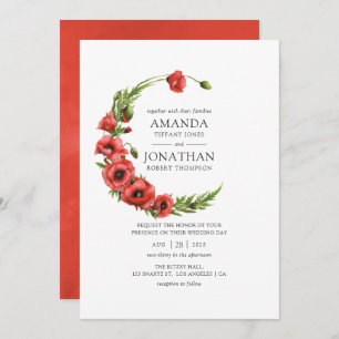 Convite Casamento de Campo Russo com Vermelho de Aquarela