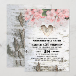 Convite Casamento de Campo Russo do Coração da Árvore de B