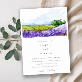 Convite Casamento de Campos de Lavanda de Aquarelas Rustic