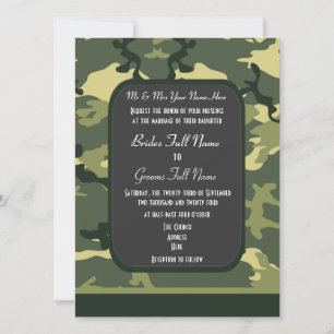 Convite Casamento de camuflagem militar verde