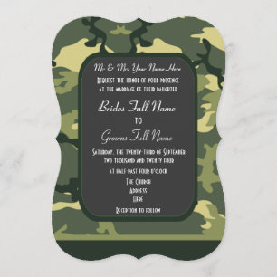 Convite Casamento de camuflagem militar verde