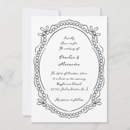 Convite Casamento de canetas e Tintas e Pérolas