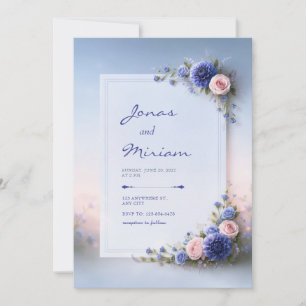 Convite Casamento de Canto de Dália Azul Pó
