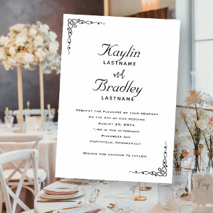 Convite Casamento de cantos Minimalistas Brancos Incorpora
