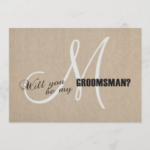 Convite Casamento De Canvas Rustic Linen Seja Meu Padrinho