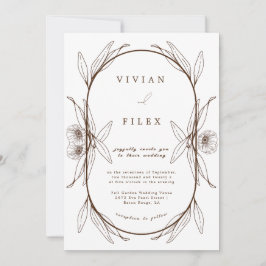 Convite Casamento de Capsul Floral Castanho Escuro Elegant