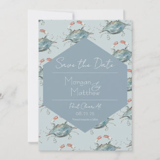 Convite Casamento de Caranguejo de Aquarela Elegante Salve