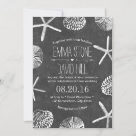 Convite Casamento de Cartolina da Rustic Beach Seashells