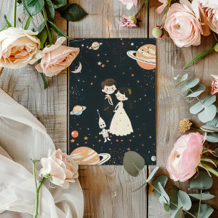 Convite Casamento de Cartoon Cosmos Ficção Científica