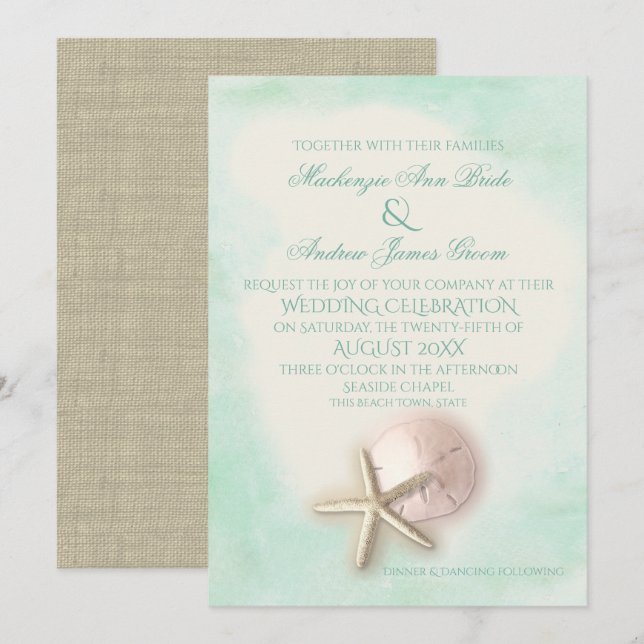 Convite Casamento de Casa de Casas de Portas Aqua (Frente/Verso)