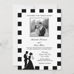 Convite Casamento de Casais com Verificação de Foto Branco