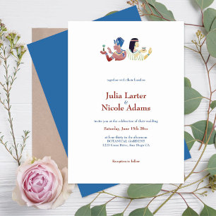 Convite Casamento de Casais Reais Vintage Clássico Egípcio