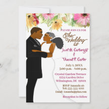 Casamento de Casal Africano-Americano floral Branc