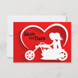 Convite Casamento de Casal Andando de Moto Save the Date