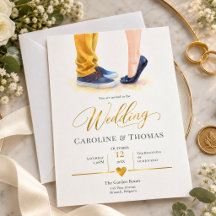 Casamento de Casal com Aquarela Amarela Mostarda e
