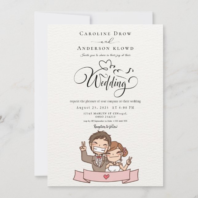 Convite Casamento de Casal de Anime (Frente)