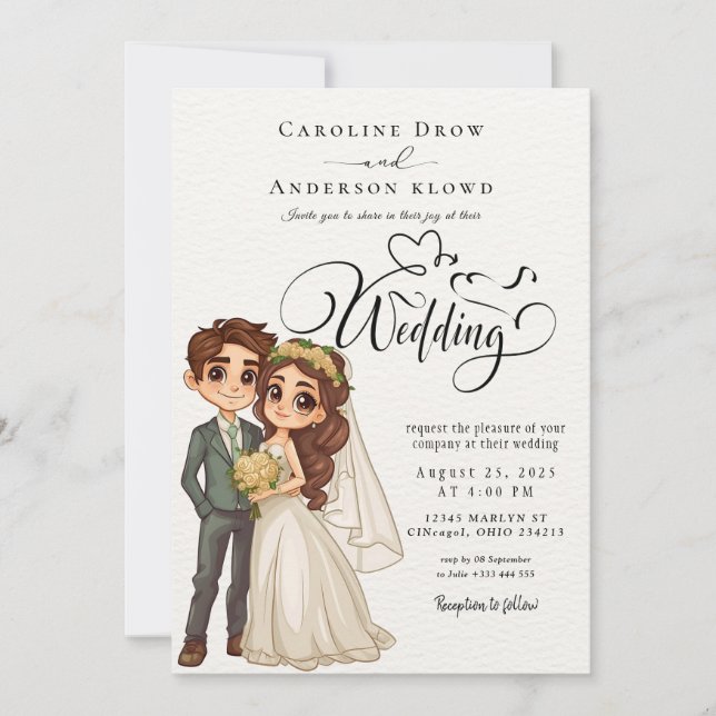 Convite Casamento de Casal de Anime (Frente)
