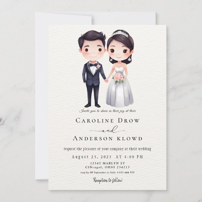 Convite Casamento de Casal de Anime (Frente)