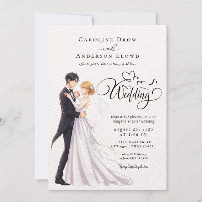 Convite Casamento de Casal de Anime (Frente)
