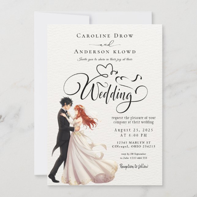 Convite Casamento de Casal de Anime (Frente)