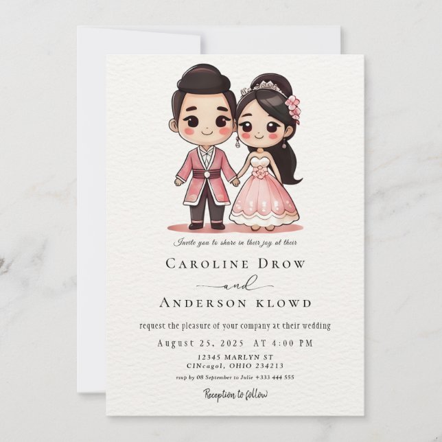 Convite Casamento de Casal de Anime (Frente)